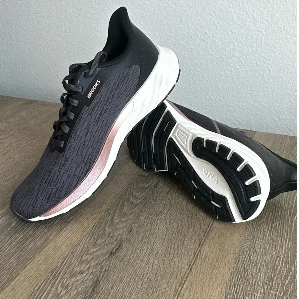 Brooks Anthem 7 Women's Running Shoes Black Rose Gold Sneakers Size 7 Lace Up